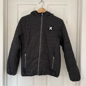Boys Hurley Sherpa-Lined Black PufferJacket Zipper pockets Size XL